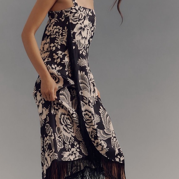 farm for anthropologie black floral dress FARM Rio Black Belle Garden Lenzing Ecovero Viscose Maxi Dress, Belle Garden Black / XS